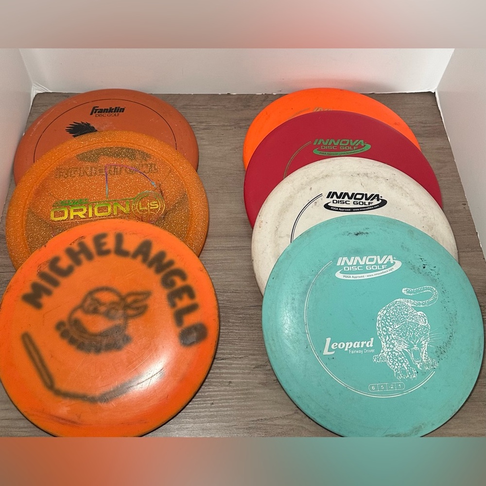 Disc Golf Lot Of‎ 7 Used Discs- Innova, Orion, Franklin & Michelangelo.